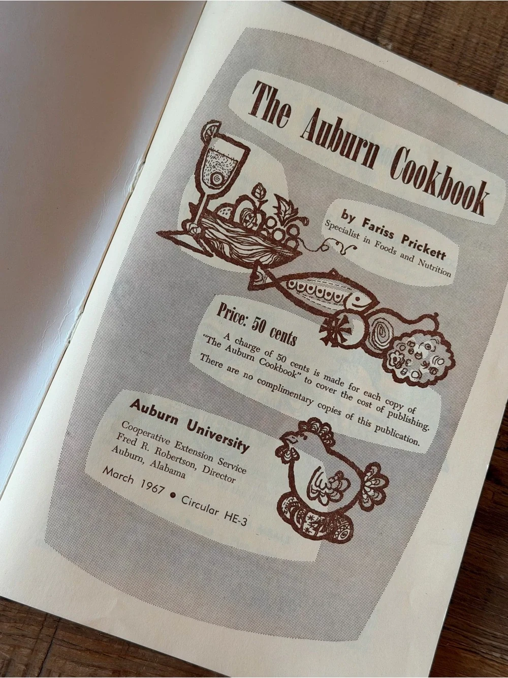 Vintage 1967 Auburn Cookbook. Fariss Prickett. Extension Office | Retro |
